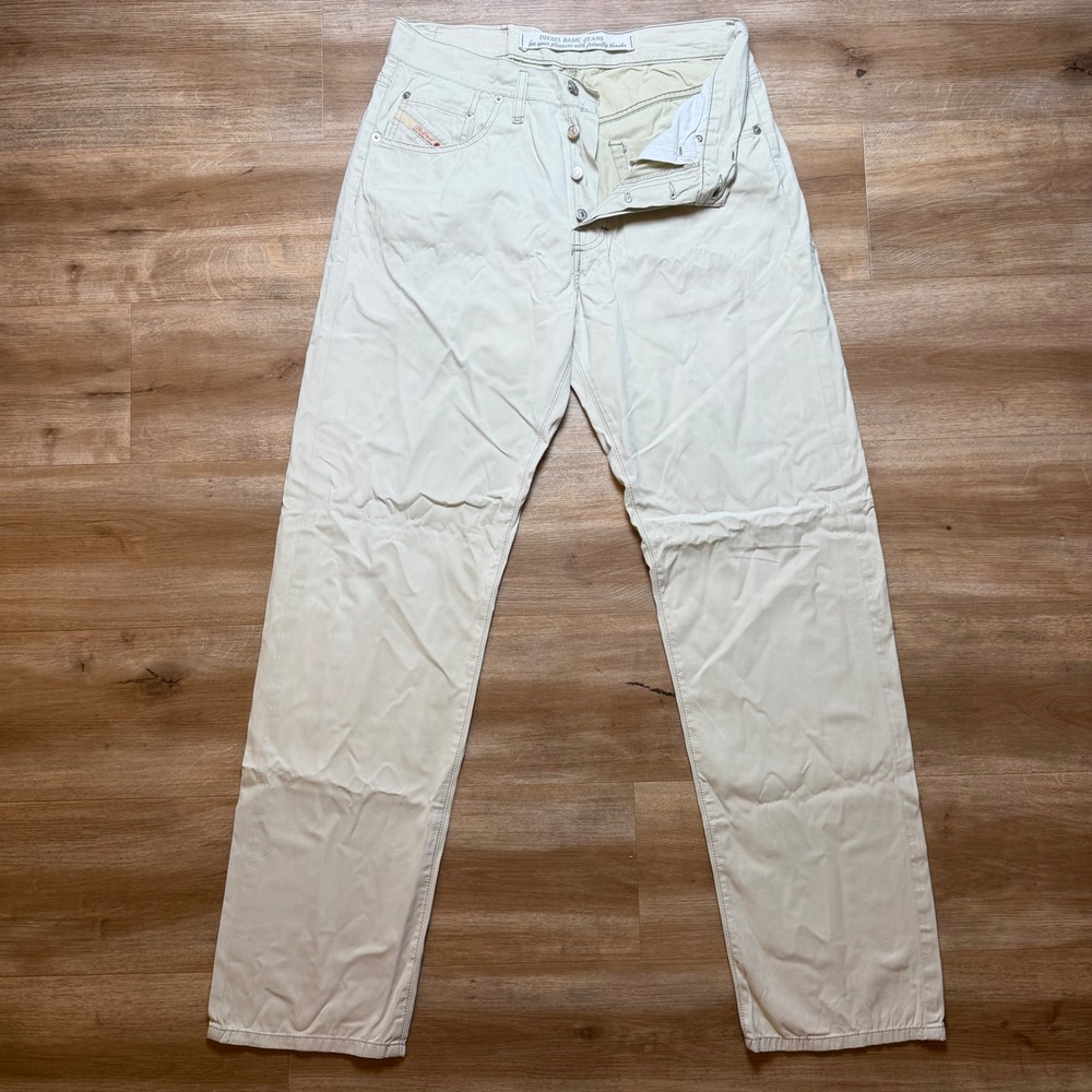 Vintage Diesel Basic Jeans Men 31x32 Beige Straight Leg Button Fly Pants (Tag34)